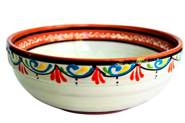 Terracotta White, Deep Serving Dish - Hand Painted From Spain